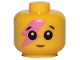 Part No: 33464pb06  Name: Minifigure, Baby / Toddler Head with Neck with Black Eyes, White Pupils, Smile, and Dark Pink Lightning Bolt Pattern