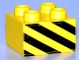 Part No: 3437pb024  Name: Duplo, Brick 2 x 2 with Black and Yellow Danger Stripes Pattern