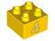 Lot ID: 350997050  Part No: 3437pb106  Name: Duplo, Brick 2 x 2 with Number 4 Bright Light Yellow Pattern
