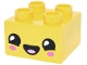 Part No: 3437pb134  Name: Duplo, Brick 2 x 2 with Face with Black Eyes, Lower Eyelids, Dark Pink Ovals on Cheeks, Open Mouth Smile with Bright Pink Tongue Pattern