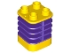 Part No: 35110pb02  Name: Duplo Brick 2 x 2 x 2 Ribbed - Center Flush with Edge with Molded Flexible Rubber Dark Purple Fins Pattern
