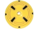 Lego part: Dish 4 x 4 Inverted (Radar) with Open Stud with Black and Medium Nougat Hubcap Pattern