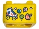 Part No: 35700pb14  Name: Container, Box 2 x 2 x 1 - Top Opening with Flat Inner Bottom with White and Coral Roller Skate with Dark Blue Lightning Bolt and Paint Splotches Pattern (Sticker) - Set 41751