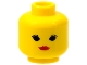 Part No: 3626bp02  Name: Minifigure, Head Female with Black Eyes with Thin Eyelashes, Red Lips, Closed Mouth (Standard Woman) Pattern - Blocked Open Stud