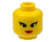 Part No: 3626bpb0021  Name: Minifigure, Head Female Black Pointed Eyelashes, Red Lips Pattern - Blocked Open Stud