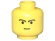 Part No: 3626bpb0039  Name: Minifigure, Head Male Straight Small Smile and Black Curved Eyebrows Pattern - Blocked Open Stud