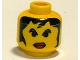 Part No: 3626bpb0109  Name: Minifigure, Head Female with Red Lips Large, Green Eyebrows, and Long Hair Pattern - Blocked Open Stud