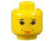 Part No: 3626bpb0160  Name: Minifigure, Head Female with Pink Lips, Cheek Dimples, Nose Freckles, Bright Eyes Pattern (HP Ginny Weasley) - Blocked Open Stud