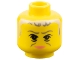 Part No: 3626bpb0168  Name: Minifigure, Head Female with Pink Lips, Gray Hair, Wrinkles Pattern (HP Professor McGonagall) - Blocked Open Stud