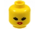 Part No: 3626bpb0175  Name: Minifigure, Head Female with Red Lips, Open Mouth, Thick Eyelashes Pattern - Blocked Open Stud