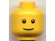 Part No: 3626bpb0195  Name: Minifigure, Head Male Thin Grin, Black Eyes with White Pupils, No Eyebrows Pattern - Blocked Open Stud