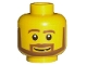 Part No: 3626bpb0196  Name: Minifigure, Head Beard Brown Angular with White Pupils and Grin Pattern - Blocked Open Stud
