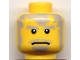 Part No: 3626bpb0223  Name: Minifigure, Head Beard and Messy Gray Hair, Wide Frown, White Pupils Pattern (The Guardian) - Blocked Open Stud