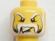 Part No: 3626bpb0239  Name: Minifigure, Head Beard Black & White with Sideburns and Eyebrows, Teeth, White Pupils Pattern - Blocked Open Stud