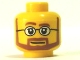 Part No: 3626bpb0267  Name: Minifigure, Head Beard Brown Angular with White Pupils and Glasses Pattern - Blocked Open Stud