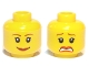 Part No: 3626bpb0271  Name: Minifigure, Head Dual Sided Female Brown Eyebrows, Scared / Smile Pattern - Blocked Open Stud