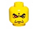 Part No: 3626bpb0300  Name: Minifigure, Head Male Angry Eyebrows and Red Eye, White Pupils Pattern - Blocked Open Stud