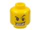 Part No: 3626bpb0302  Name: Minifigure, Head Male Arched Eyebrow, White Teeth with Gold Tooth, Coarse Stubble Pattern - Blocked Open Stud