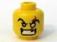 Part No: 3626bpb0305  Name: Minifigure, Head Male Angry Eyebrows and White Left Eye with Red Scar, Evil Grin with Teeth Pattern - Blocked Open Stud