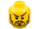 Part No: 3626bpb0319  Name: Minifigure, Head Moustache Brown Long, Sideburns, Stubble, Thick Eyebrows, White Pupils Pattern - Blocked Open Stud