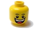 Part No: 3626bpb0320  Name: Minifigure, Head Male Black Thin Eyebrows, White Pupils, Huge Smile with Teeth and Tongue Pattern - Blocked Open Stud