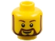 Part No: 3626bpb0332  Name: Minifigure, Head Beard Brown Rounded with White Pupils and Grin Pattern - Blocked Open Stud