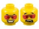 Part No: 3626bpb0364  Name: Minifigure, Head Dual Sided Gold Glasses with Red Lenses, Grin / Scared Pattern - Blocked Open Stud