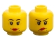 Part No: 3626bpb0366  Name: Minifigure, Head Dual Sided Female Red Lips, Crow's Feet and Beauty Mark, Smile / Annoyed Pattern - Blocked Open Stud