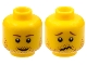Part No: 3626bpb0398  Name: Minifigure, Head Dual Sided Reddish Brown Eyebrows and Stubble, Smile / Worried Pattern - Blocked Open Stud