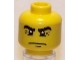 Lot ID: 392028008  Part No: 3626bpb0429  Name: Minifigure, Head Male Black Eyebrows with Crow's Feet Wrinkles and White Pupils Pattern - Blocked Open Stud