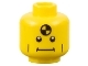 Part No: 3626bpb0433  Name: Minifigure, Head Vertical Cheek Lines, Straight Mouth and White Pupils Pattern (Crash Test Dummy) - Blocked Open Stud