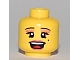 Part No: 3626bpb0464  Name: Minifigure, Head Female with Pink Lips and Eye Shadow, Open Mouth and Beauty Mark Pattern - Blocked Open Stud