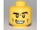 Lot ID: 215402873  Part No: 3626bpb0466  Name: Minifigure, Head Male Black Thick Eyebrows, Cheek Lines and Furrowed Brow Pattern - Blocked Open Stud