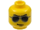 Part No: 3626bpb0468  Name: Minifigure, Head Glasses with Black and Silver Sunglasses, Chin Dimple Pattern - Blocked Open Stud