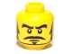 Part No: 3626bpb0509  Name: Minifigure, Head Male Black Thick Eyebrows, Sideburns, Goatee, Moustache and White Pupils Pattern - Blocked Open Stud