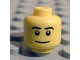 Part No: 3626bpb0511  Name: Minifigure, Head Male Thin Grin, Black Eyes with White Pupils, Black Eyebrows Pattern - Blocked Open Stud