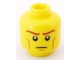 Part No: 3626bpb0515  Name: Minifigure, Head Male Long Brown Eyebrows and Light Brown Cheek Lines Pattern (Elf) - Blocked Open Stud