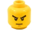 Part No: 3626bpb0521  Name: Minifigure, Head Male Stern Black Eyebrows, White Pupils, Thin Line Mouth, Chin Dimple Pattern - Blocked Open Stud