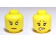 Part No: 3626bpb0529  Name: Minifigure, Head Dual Sided Female Brown Eyebrows, Freckles, Scared / Smile Pattern - Blocked Open Stud