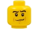 Part No: 3626bpb0530  Name: Minifigure, Head Male Crooked Smile, Black Eyebrows, White Pupils, Chin Dimple Pattern - Blocked Open Stud