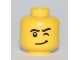 Part No: 3626bpb0547  Name: Minifigure, Head Black Eyebrows, Lopsided Smile and Wink Pattern - Blocked Open Stud