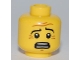 Part No: 3626bpb0548  Name: Minifigure, Head Black Eyebrows, White Pupils, Wrinkles, Scared Look, Open Mouth with Teeth Pattern - Blocked Open Stud