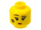 Part No: 3626bpb0605  Name: Minifigure, Head Female Black Eyebrows, Eyelashes, White Pupils, Red Lips and Smudge on Cheek Pattern - Blocked Open Stud