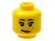 Lot ID: 192528946  Part No: 3626bpb0616  Name: Minifigure, Head Female Black Eyelashes, White Pupils, Red Lips, Crooked Smile and Beauty Mark on Left Cheek Pattern - Blocked Open Stud