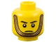 Part No: 3626bpb0617  Name: Minifigure, Head Male Stern Eyebrows, White Pupils and Gold Chin Strap Pattern - Blocked Open Stud