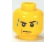 Part No: 3626bpb0643  Name: Minifigure, Head Male Stern Black Eyebrows, White Pupils, Frown, Sweat Drops Pattern - Blocked Open Stud