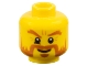 Part No: 3626bpb0652  Name: Minifigure, Head Dark Orange Bushy Eyebrows, Moustache, Mutton Chops, Sideburns, and Soul Patch, Furrowed Brow, Mischievous Grin Pattern - Blocked Open Stud