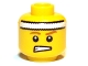 Lot ID: 367644923  Part No: 3626bpb0695  Name: Minifigure, Head Male Headband White, Brown Eyebrows, Teeth Clenched Pattern - Blocked Open Stud