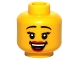 Part No: 3626bpb0789  Name: Minifigure, Head Female Black Eyebrows, Red Lips, Open Smile Pattern - Blocked Open Stud