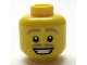 Part No: 3626bpb0791  Name: Minifigure, Head Male Tan Thin Eyebrows and Moustache, Grin with Teeth Pattern - Blocked Open Stud